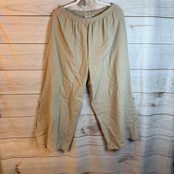 Lulu-B Beige Elastic Waistband Wide Leg Pants Size Large - Picture 1 of 5